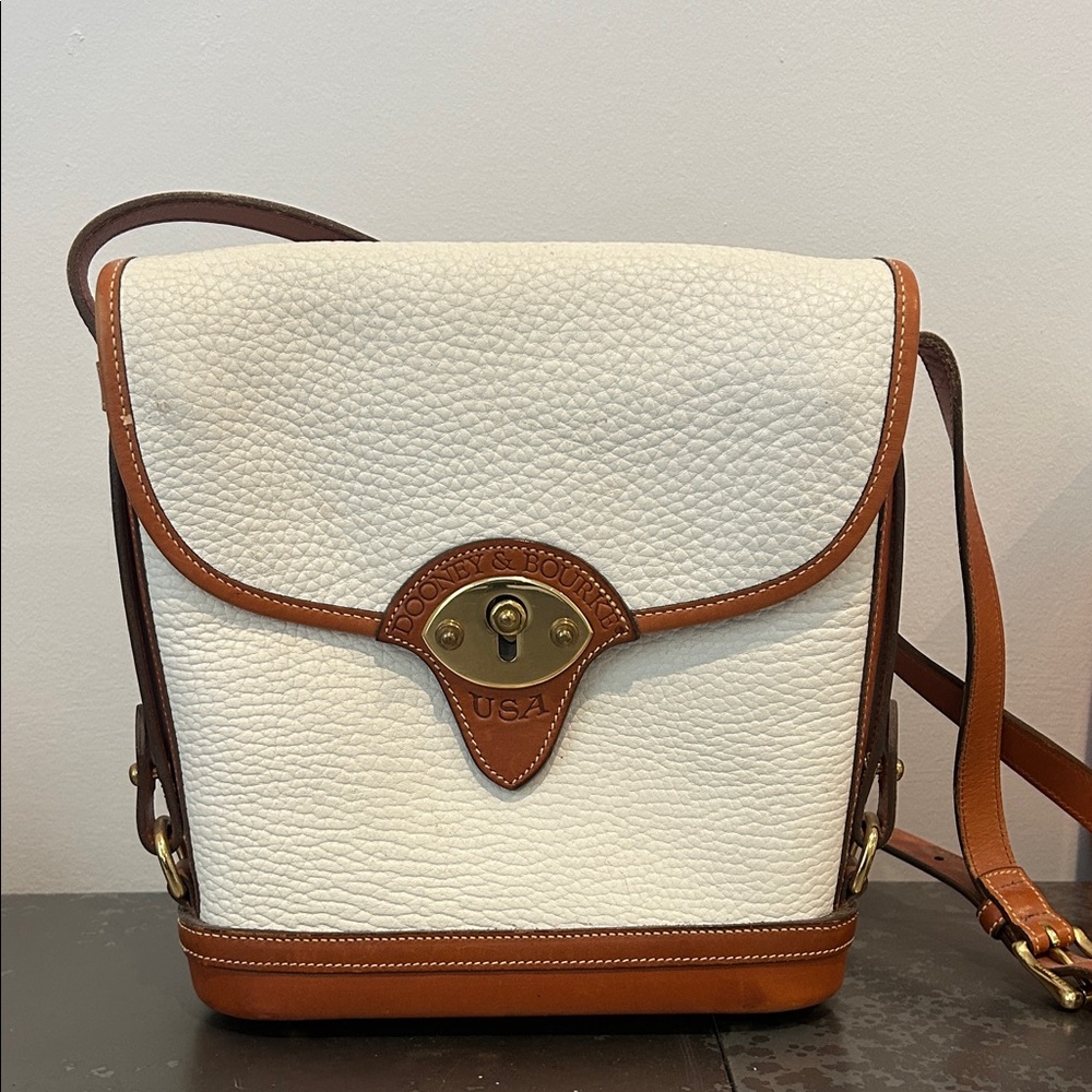 Dooney & Bourke White and Brown Crossbody Bag